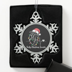 Herzanatomie Weihnachten Krankenschwester Herz Tac Schneeflocken Zinn-Ornament