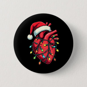 Herzanatomie Weihnachtsnährung Weihnachtsmannmütze Button