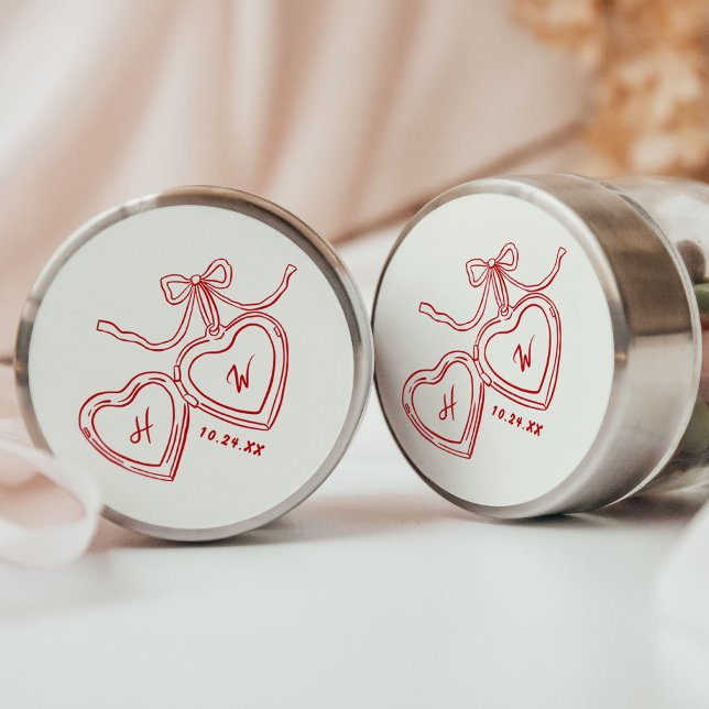 Herzanhänger, Red Wedding Engagement Party - Favor Runder Aufkleber (Von Creator hochgeladen)