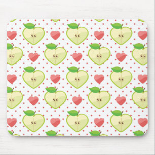 Herzäpfel mit rosa Polka-Punkten und Herz Mousepad