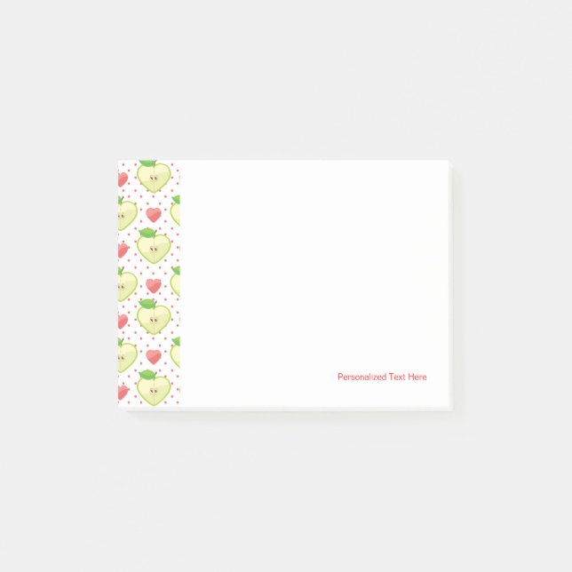 Herzäpfel mit rosa Polka-Punkten und Herz Post-it Klebezettel (Vorderseite)