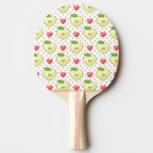 Herzäpfel mit rosa Polka-Punkten und Herz Tischtennis Schläger (Vorderseite)
