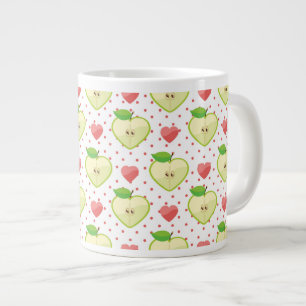 Herzäpfel mit rosa Tupfen und Herzen Jumbo-Tasse