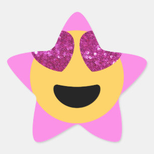 Herzaugen-Emoji Stern-Aufkleber