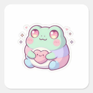 Herzaugen-Frosch-Aufkleber Süßer Minimal-Frosch Li Quadratischer Aufkleber