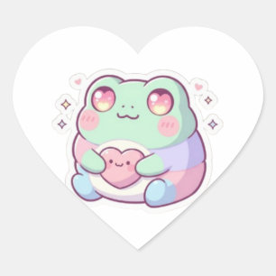 Herzaugen-Frosch-Aufkleber Süßer Minimalistischer Herz-Aufkleber