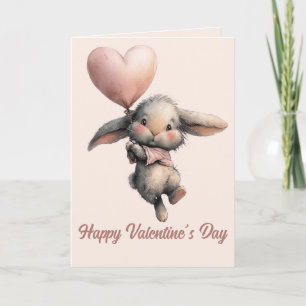 Herzballon-Häschen für den Valentinstag Karte