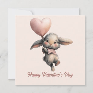 Herzballon-Häschen zum Valentinstag Karte