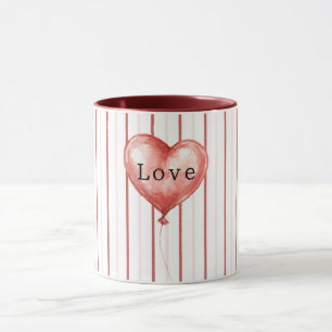 Herzballon Rot Pink Weiß Streifen Tasse