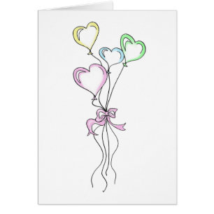 Herzballons Bouquet in Pastell Illustration