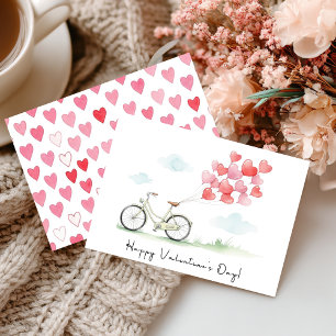 Herzballons & Fahrräder Valentinstag Feiertagskarte