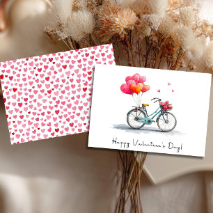 Herzballons & Fahrräder Valentinstag Feiertagskarte