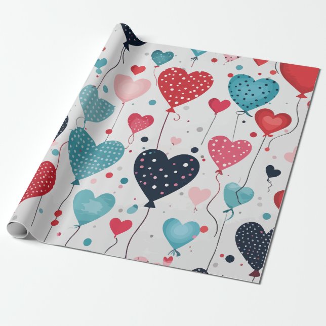 Herzballons Geschenkpapier (Ungerollt)