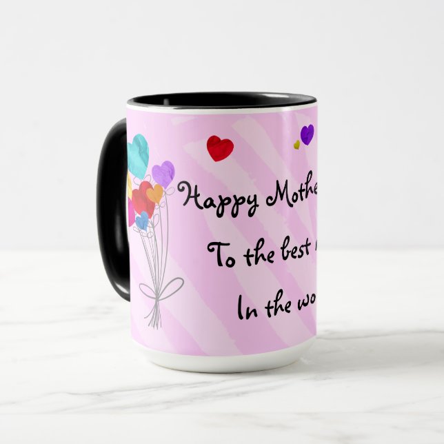 Herzballons in Papierschnitten - Glücklicher Mutte Tasse (Vorderseite Links)