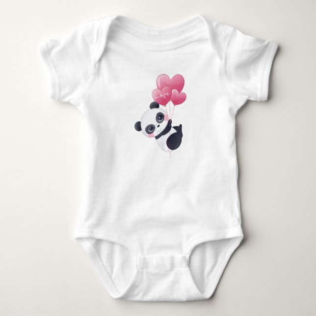 Herzballons Panda Baby Strampler (Vorderseite)