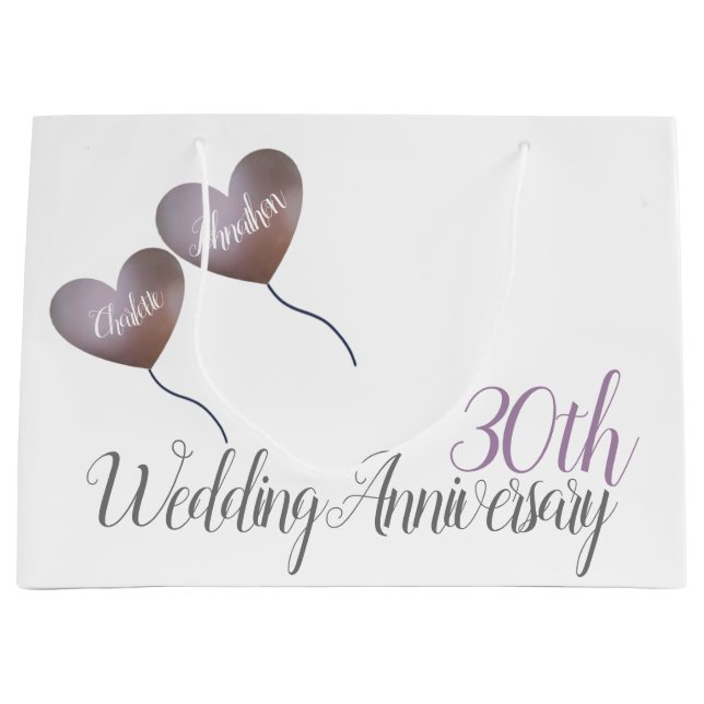 Herzballons zum 30. Geburtstag der Perlen Große Geschenktüte (Vorderseite)