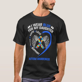 Herzband Ich trage Blau für meine Tochter Autismus T-Shirt