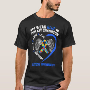 Herzband Ich trage Blau für meinen Enkel Autismus T-Shirt