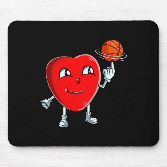 Herzbasketball Valentinstag Niedlich Sport Mousepad (Vorne)