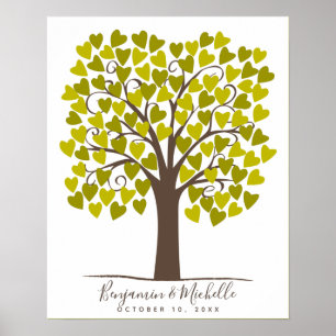Herzbaum - 100 Unterschriften-Gästebuch-Alternativ Poster