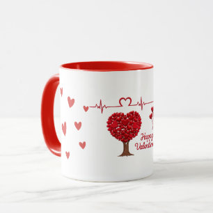Herzbaum & Herzschlag Valentinstag Tasse