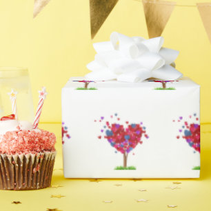 Herzbaum mit Gras Geschenkpapier