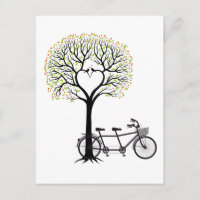 Herzbaum mit Vögeln und Tandemfahrrad