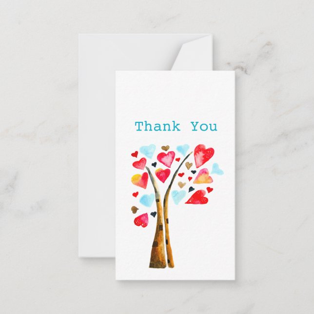 Herzbaumvalentine Aquarellkunst Mitteilungskarte (Vorderseite)