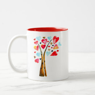 Herzbaumvalentine Aquarellkunst Zweifarbige Tasse