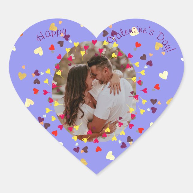 Herzbeschwerden mit Foto Happy Valentine's Day Herz-Aufkleber (Vorderseite)