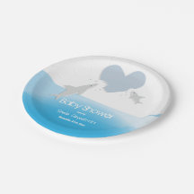 Herzbisse und Haie | Baby Shower Paper Plate