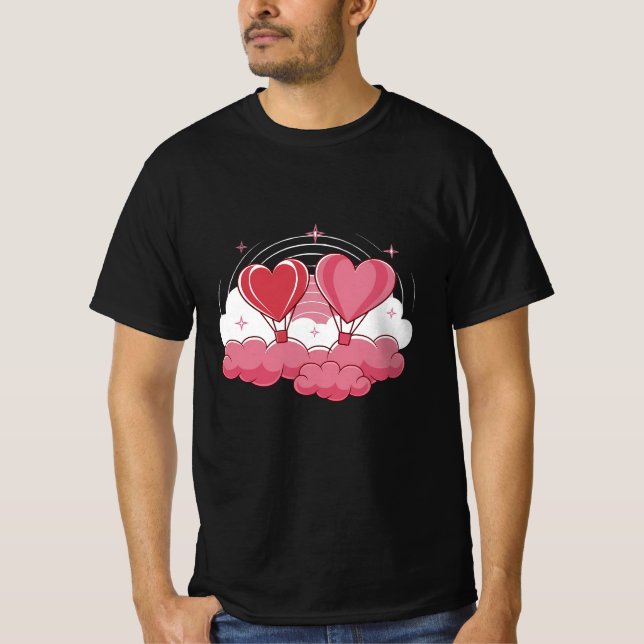 Herzblasen in den Wolken - Romantisches Valentin" T-Shirt (Vorderseite)