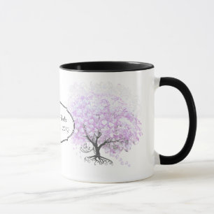 Herzblatt Lavendel Baum Vintage Vogel Hochzeit Tasse