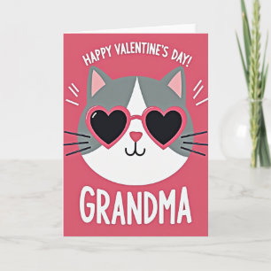 Herzbrille Katze Oma Karte