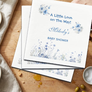 Herzbrille Teddybär Blau Baby Shower Serviette