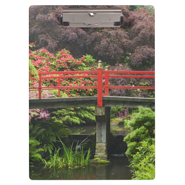 Herzbrücke mit blühenden Rhododendren, Klemmbrett (Vorderseite)