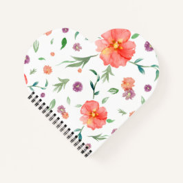 Herzbuch mit Aquarellfarben-Blume Notizbuch