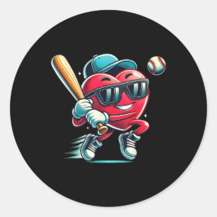 Herzchen Baseball Boys Kinder Baseball Valentin Runder Aufkleber