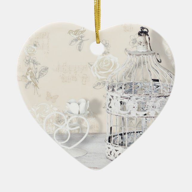 Herzdekoration - Shabby Chic Geburtshaus Keramikornament (Vorne)