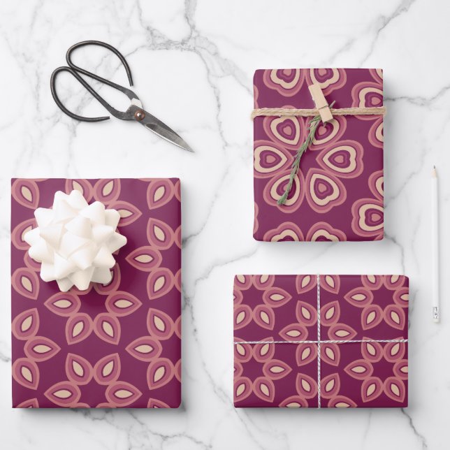 Herzdesign Geschenkpapier Set (Vorderseite)
