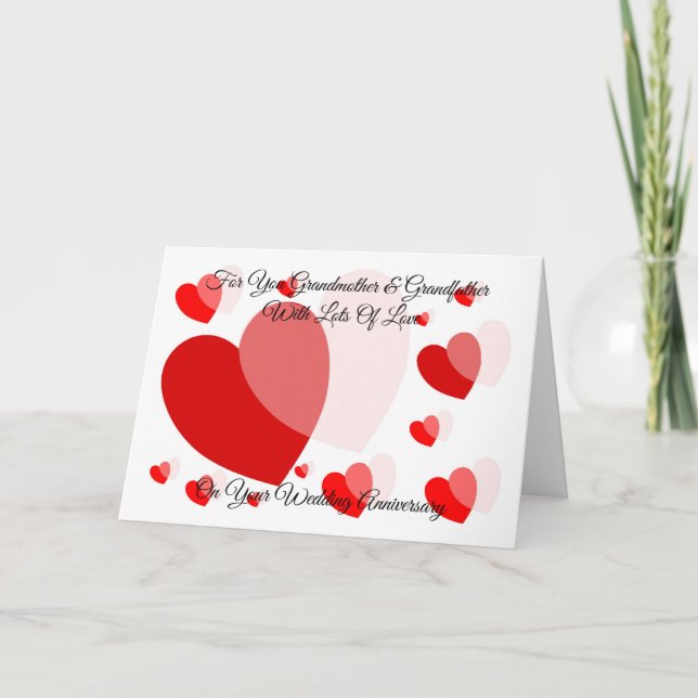 Herzdesign Großeltern Personalisiertes Jubiläum Karte (Vorderseite)
