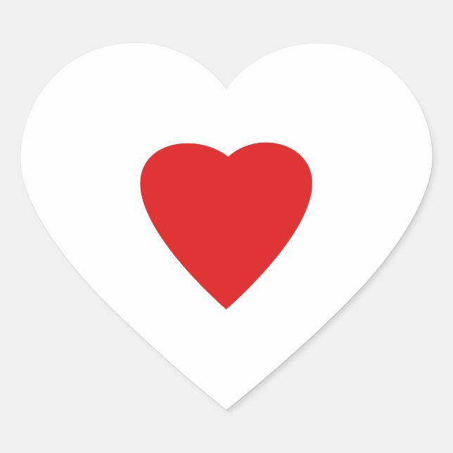 Herzdesign in Rot und Weiß Liebe. Herz-Aufkleber (Vorderseite)