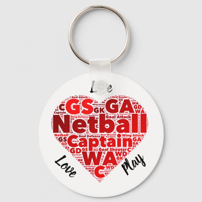 Herzdesign Inspiration Netball Hauptmann Schlüsselanhänger (Vorderseite)