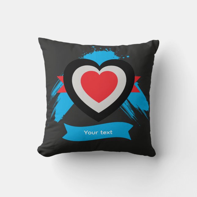 Herzdesign mit anpassbarem Text Kissen (Vorderseite)