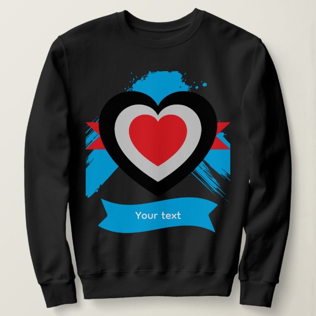 Herzdesign mit anpassbarem Text Sweatshirt (Design vorne)