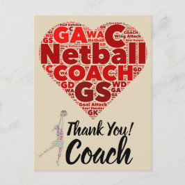 Herzdesign Netball Coach Vielen Dank Postkarte