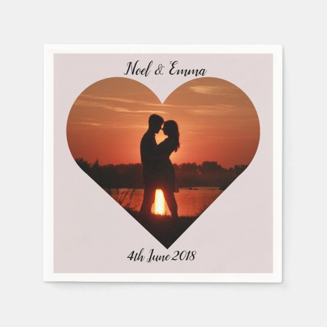 Herzdesign Personalisiertes Foto Serviette (Vorderseite)