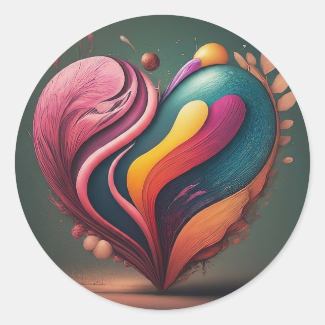 Herzdesign Runder Aufkleber (Vorderseite)
