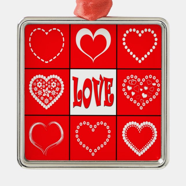 Herzdesign Silbernes Ornament (Vorne)