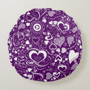 Herzdoodles, Lila rundliches Liebe Kissen